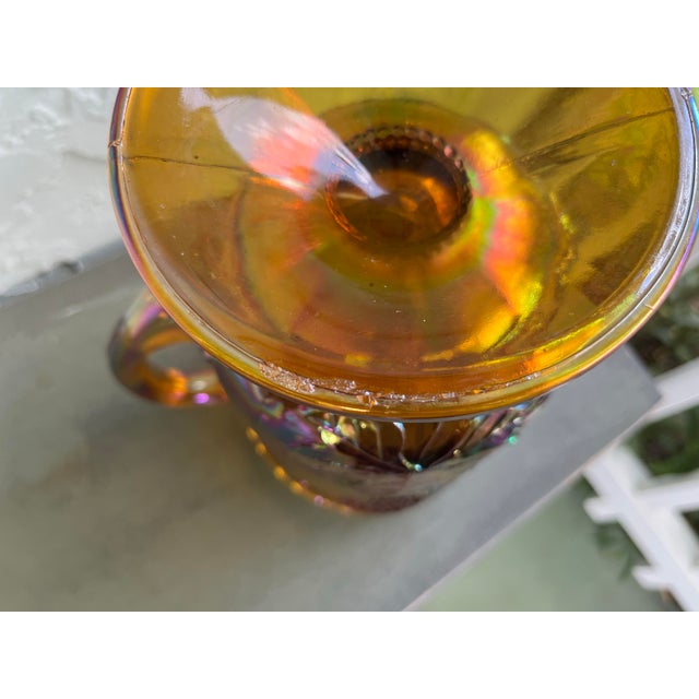 Glass 1970s Indiana Vintage Marigold Carnival Glass “Harvest Grape” Pitcher & 8 Tumbler Set For Sale - Image 7 of 7