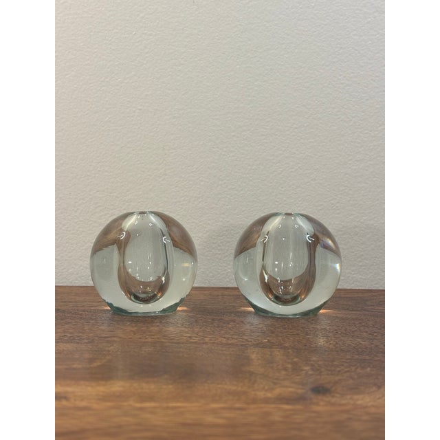 1960s 1960s Swedish Blown Glass Bud Vases, Pair, Scandinavian Modern For Sale - Image 5 of 7