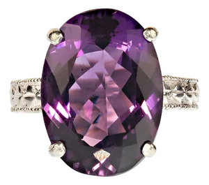 Oval Amethyst in Sterling Silver Engraved Ring