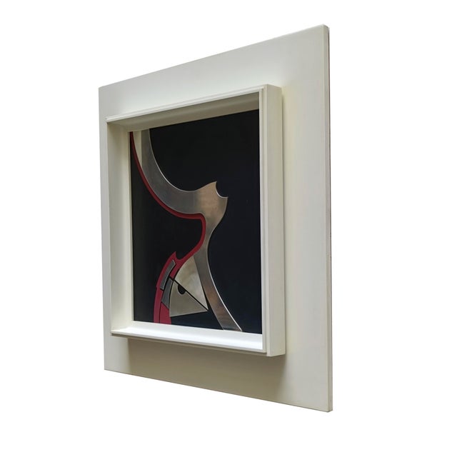 Silkscreen on 96/100 steel, titled "Struttura Spaziale" (Spatial Structure), signed on the back by Enrico Nicu, produced...