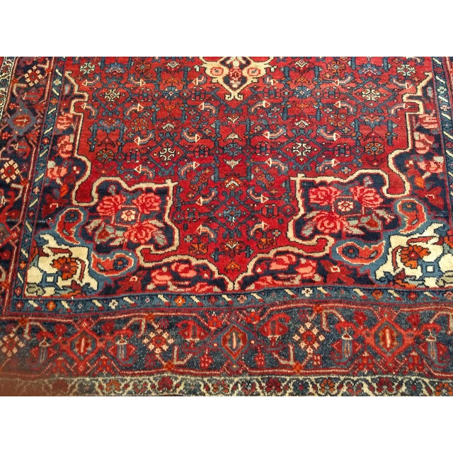 Persian Vintage Persian Bidjar Rug, Hand-Knotted Wool, Geometric Pattern, Red & Blue, 5x8 For Sale - Image 3 of 18