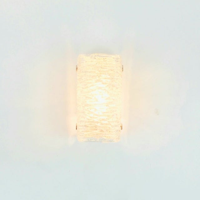 1960s Mid-Century Modern Murano Ice Glass Wall Lights/Sconces From Kaiser Leuchten - Set of 3 For Sale - Image 6 of 11