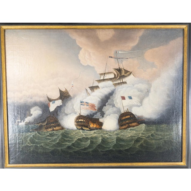 We are selling this fabulous painting of a Naval Battle. This very fine painting is probably English or China Trade and...