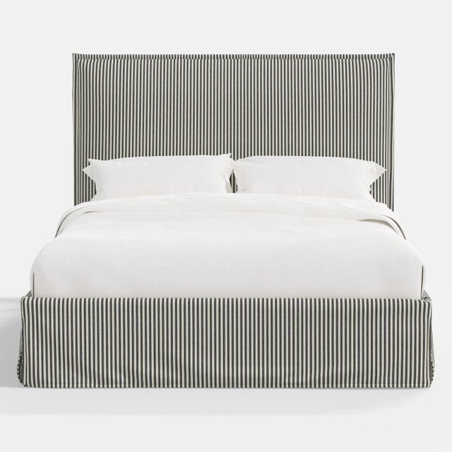 Cloth & Company Stoffer Home x Cloth & Company Maura Slipcover Bed in Jane Stripe Carbon - King For Sale - Image 4 of 6