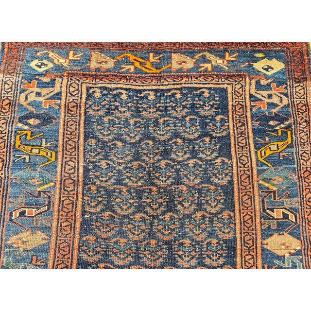 Late 19th Century Antique Bidjar Area Rug, Handwoven Allover Paisley Pattern. Blue & Green, 4’ X 6’ For Sale - Image 5 of 16