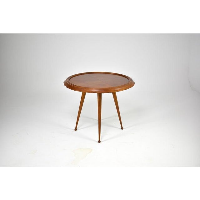 Mid-Century Modern Vintage Italian Scalloped Cherry Side Table Attributed to Paolo Buffa, 1950s For Sale - Image 3 of 10