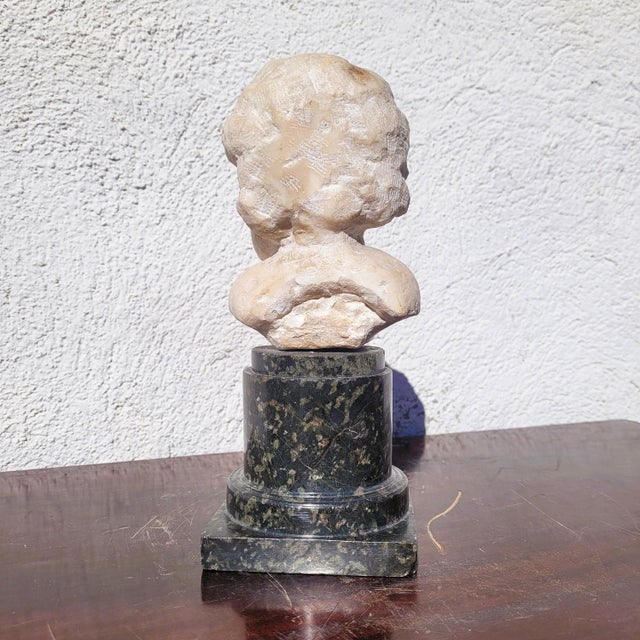 17th Century White Marble Putto Head on a Column For Sale - Image 4 of 18