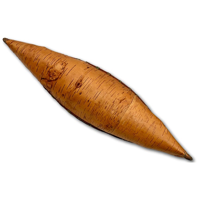 Vintage Very Nicely Completely Hand Made Northeastern Maine Indian Style Birch Bark Canoe Model - Replica - 23 Inches Long For Sale - Image 12 of 18