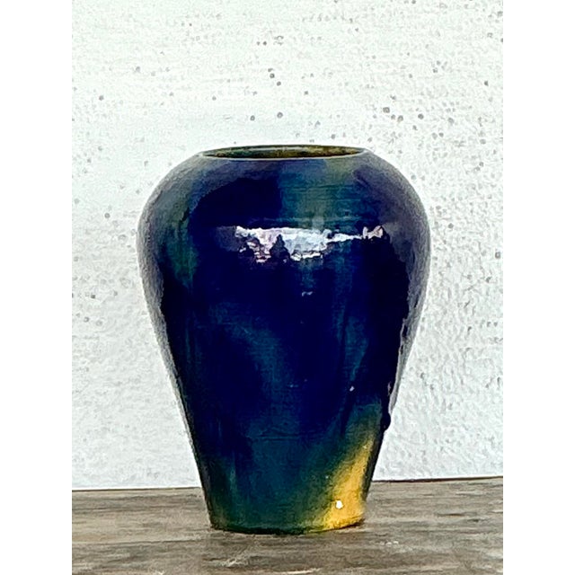Mid-Century Modern Vintage Original Glazed Ceramic Vase For Sale - Image 3 of 12