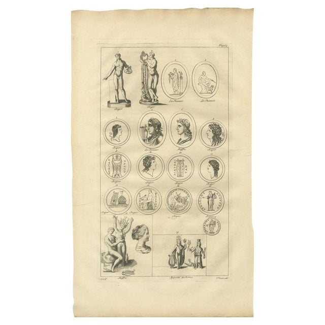 After Bernard de Montfaucon, Antique Roman Sculpture & Medals Plate, 1721, Engraving For Sale - Image 9 of 9