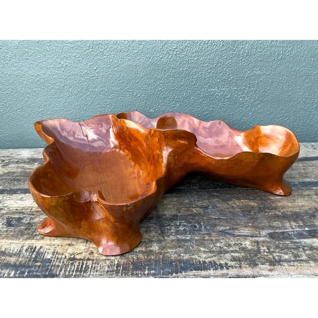 Cinnamon Vintage Organic Form Wood Bowl For Sale - Image 8 of 14