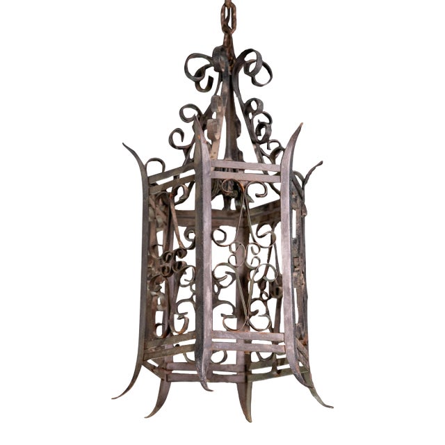 Italian Vintage Iron Outdoor Lantern, 1960s For Sale