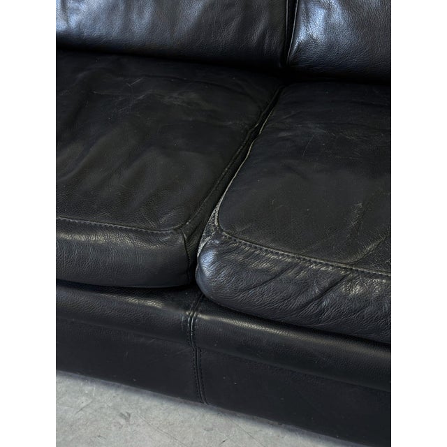 Vintage Sofa in Black Patinated Leather from Roche Bobois, 1980s For Sale - Image 6 of 8