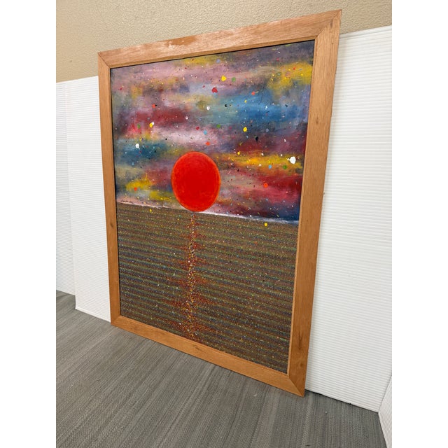 Abstract Expressionism Made Wianta Sunset Original Oil Painting, Signed For Sale - Image 3 of 12