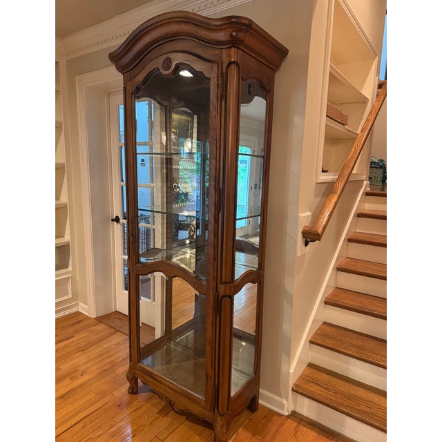 * Authentic Ethan Allen Country French Collection * Made in the USA * Cherry finish * Lighted interior * Adjustable glass...