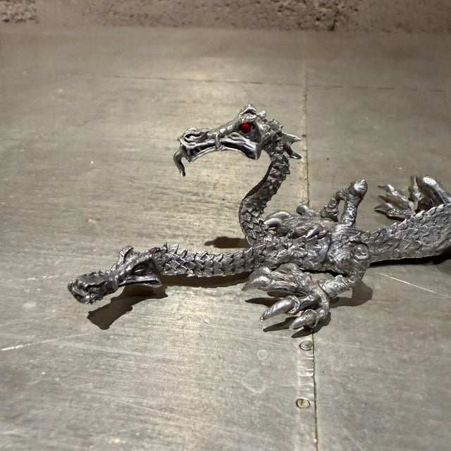 Vintage 1986 Ral Partha Pewter 2-Headed Guardian Dragon Miniature For Sale - Image 11 of 16