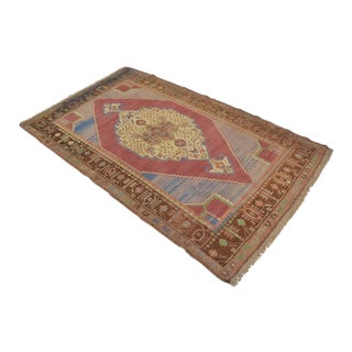 Vintage Small Oushak Floral Carpet For Sale