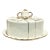 Vintage Portuguese Ceramic Cake Dome & Plate – Gift Box Bow Lid – White W/ Gold Trim For Sale