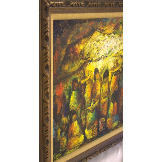 Wood Mid 20th Century “Tianguis” – Mexican Modernist Painting on Canvas by Felipe Ortiz Tajonar For Sale - Image 7 of 14