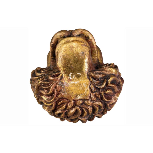 1970s Pair of Vintage Gilt Lion Head Sculptures, Italian Neoclassical Style For Sale - Image 5 of 13