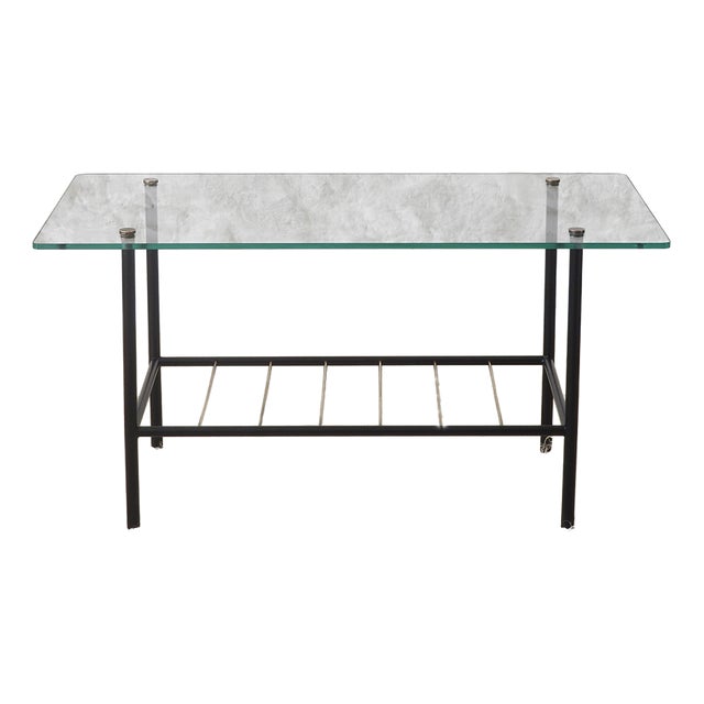 Mid-Century Coffee Table with Magazine Rack in the style of Pierre Guariche, France, 1950s For Sale