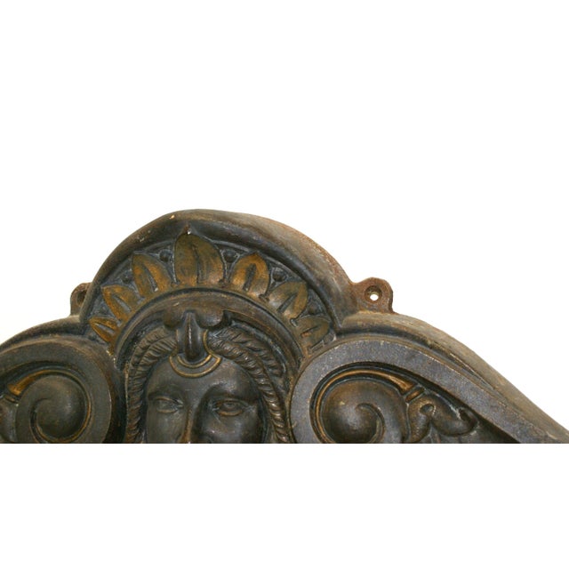 Art Deco Antique Heavy Cast Iron Metal Architectural Mascaron Garden Ornament Pediment For Sale - Image 3 of 14