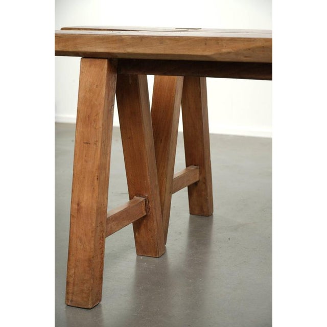 Antique French Wooden Farmhouse Benches, Set of 2 For Sale - Image 11 of 14
