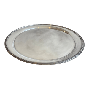 Vintage Large Round Silver-Plated Serving Tray