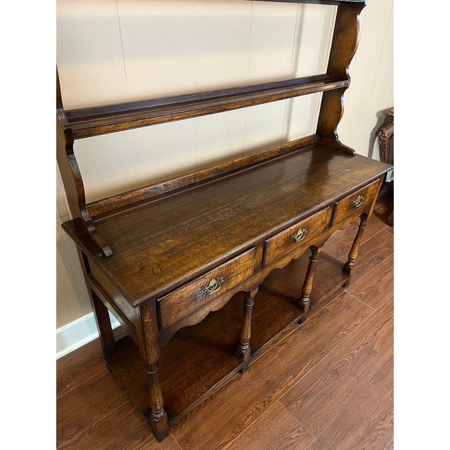 Antique English Dresser Sideboard Plate Rack Potboard Jacobean Tiger Oak C1900 For Sale - Image 16 of 18