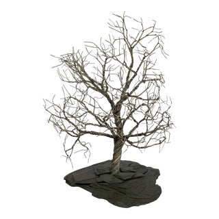 1978 Silver Plated Tree Sculpture on Slate Base For Sale