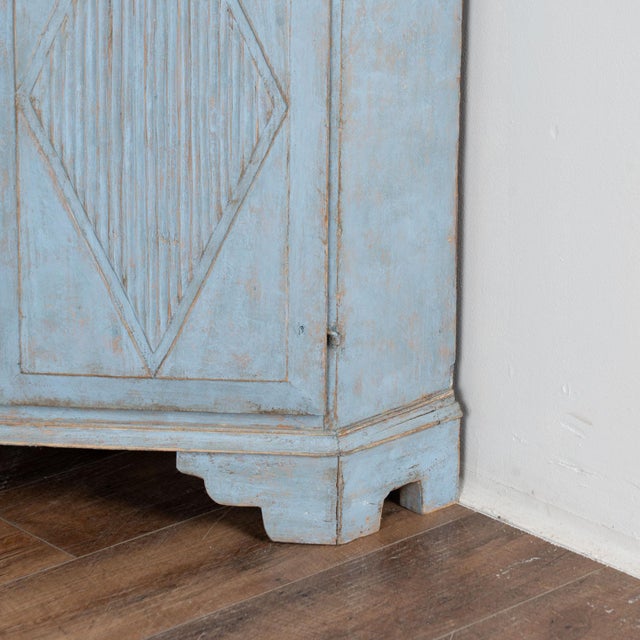 19th Century Swedish Blue Short Corner Cabinet Cupboard For Sale - Image 9 of 10
