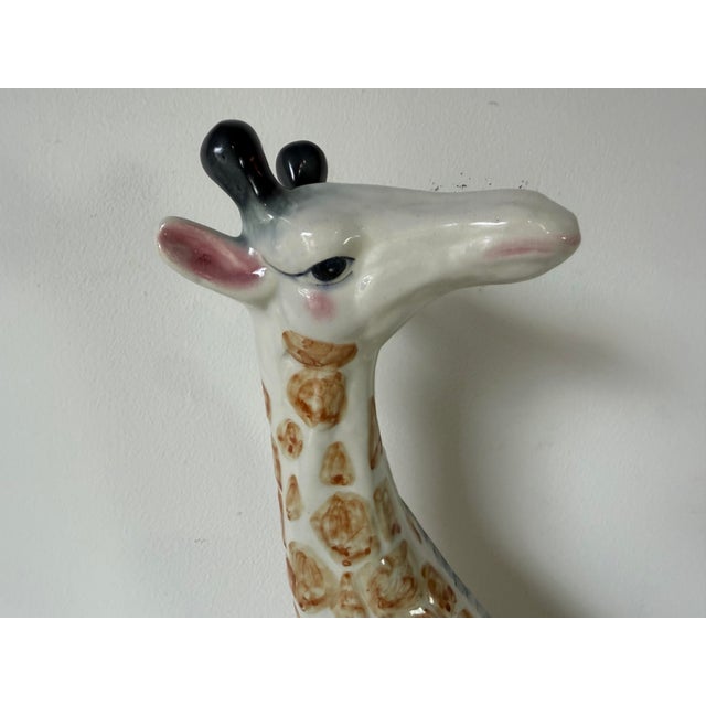 Ceramic 1980s Vintage Hand-Painted Ceramic Giraffe Sculpture For Sale - Image 7 of 12