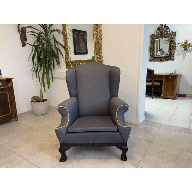 Vintage Lounge Chair in Grey Fabric For Sale - Image 14 of 18