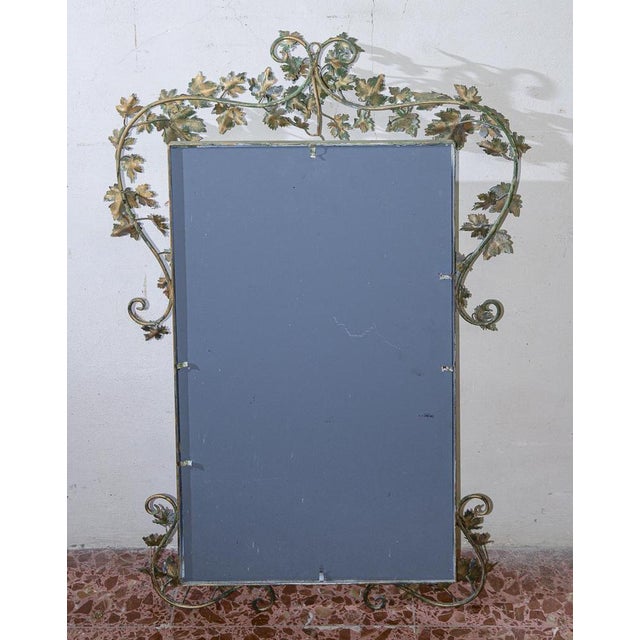 Hand-Painted Metal Wall Mirror with Vine Leaf Motives For Sale - Image 6 of 18