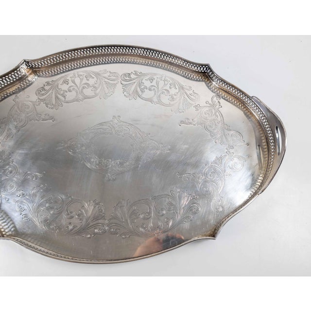 20th Century American Silverplate Cocktail Serving Tray With Gallery, Lawrence B. Smith Co. Boston For Sale - Image 9 of 15