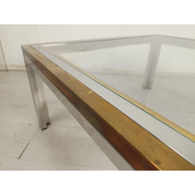 Metal Italian Coffee Table in Brass and Chrome, 1970s For Sale - Image 7 of 14