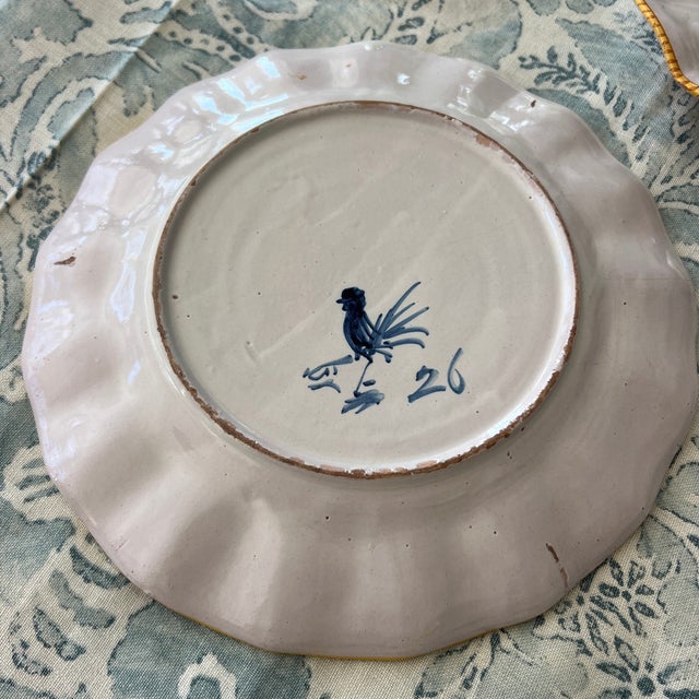 Yellow Antique Italian Ceramic Fruit Plates - Set of 6 For Sale - Image 8 of 9