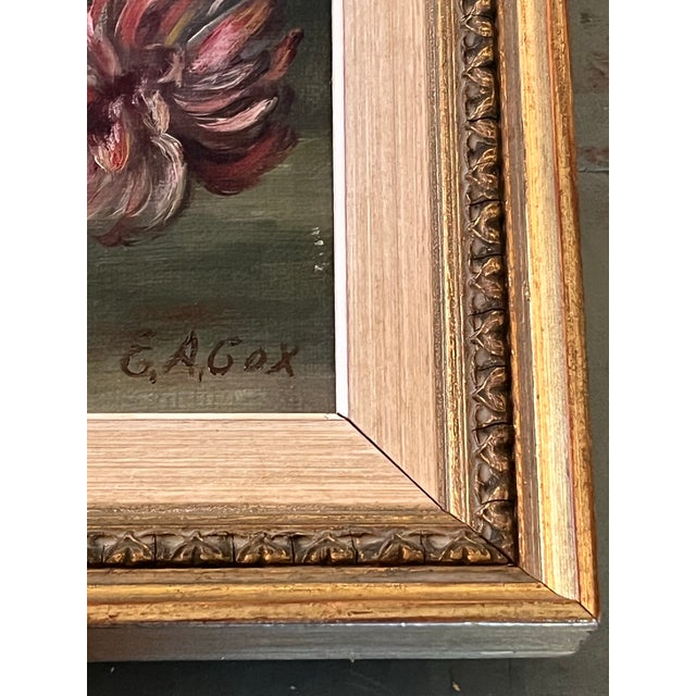 Early 20th Century Early 20th-Century e.a. Cox Floral Still Life Oil on Canvas in Swedish Giltwood Frame For Sale - Image 5 of 8