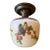 Vintage Hand Painted Glass Shade Ceiling Light Fixture For Sale