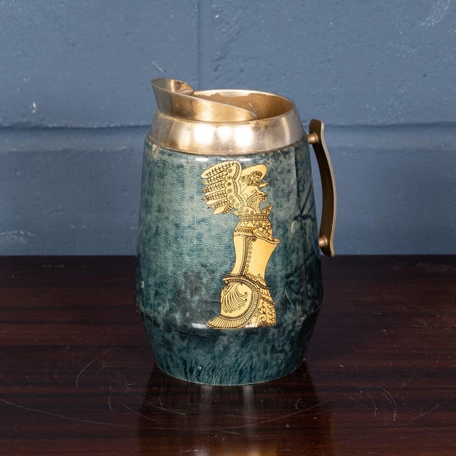 A rare and highly decorative aldo tura carafe dating to the 1960s, exemplifying the luxurious materials and distinctive...