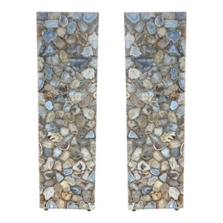 20th Century Pair of Illuminated Agate Column Pedestals. u.s.A. For Sale