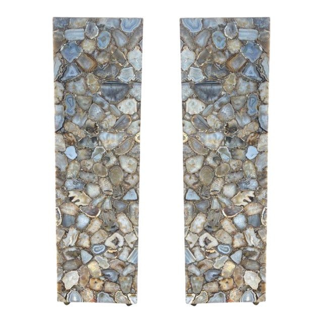 20th Century Pair of Illuminated Agate Column Pedestals. u.s.A. For Sale