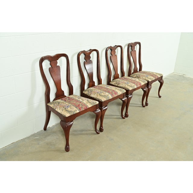 Baker Furniture Company Baker Furniture Style Queen Anne Solid Cherry Wood Dining Chairs, Set of Four For Sale - Image 4 of 12