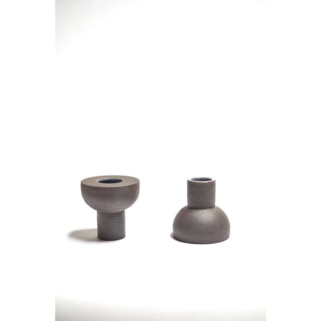 Handmade ceramic vessel from the Positive/Negative Collection by Bay Area artist Eric Vander Molen. Made of black clay...