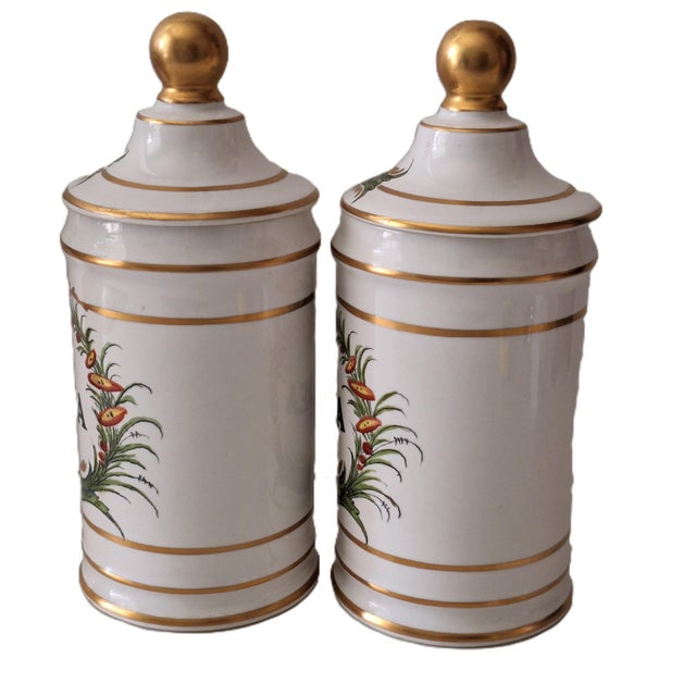 Mid 20th Century French Provence Style Carlin Comforts Pair of Apothecary Jars For Sale - Image 4 of 11