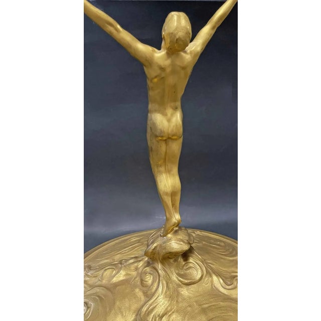 Christofle "Triumphant Man," Gilded Bronze Trophy Cup, France For Sale - Image 4 of 5