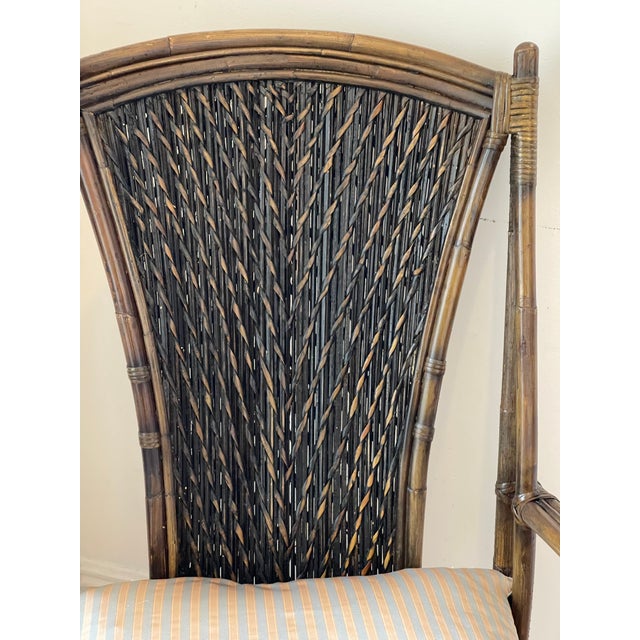 Vintage American Bamboo Armchair With Silk Feathers Pillow For Sale - Image 4 of 4