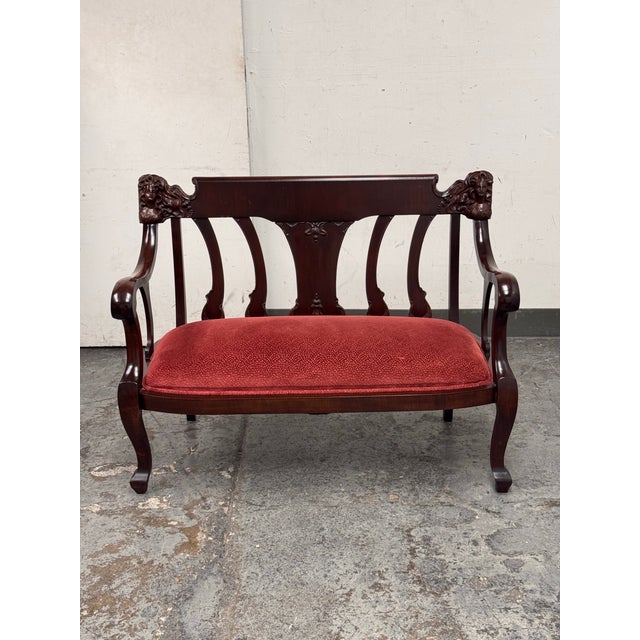 Victorian 19th Century Victorian Mahogany Settee For Sale - Image 3 of 12