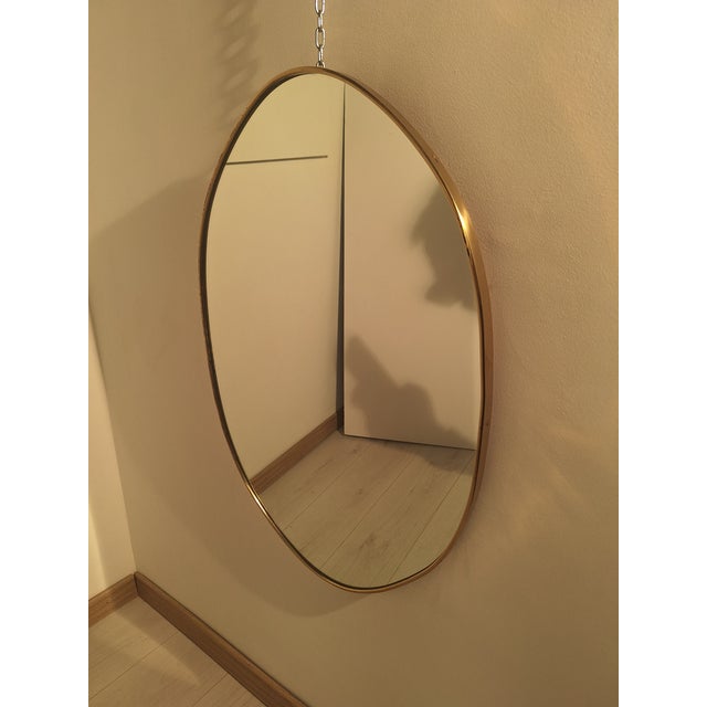 Goldenrod Vintage Mirror with Oval Brass Frame, 1950s For Sale - Image 8 of 8