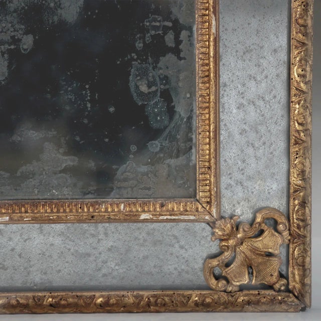 Gold 18th C. French Marginal Glass Louis XIV Gold Leaf Mirror From Private Collection For Sale - Image 8 of 12